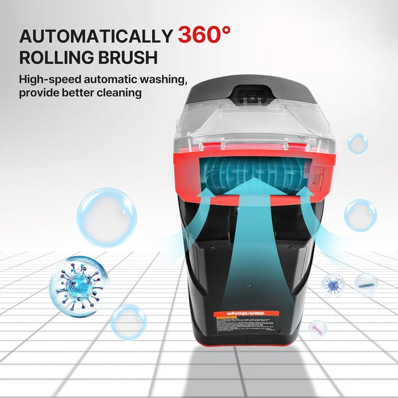 SHOPVAC Shop 3-in-1 Cordless Spot Cleaner, Handheld Upholstery Cleaner with Spray, Rolling Brush and 5.5kPa Suction, 2 Water Tanks, USB-C Rechargeable - Image 4